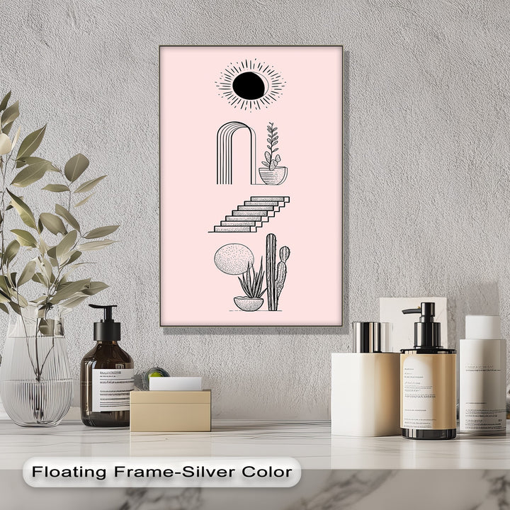 Desert Geometry – Minimalist Boho Cactus Canvas Print
