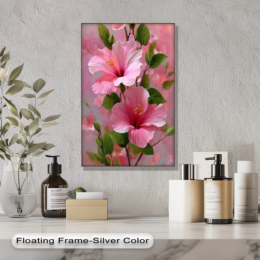 Pink Hibiscus Elegance – Romantic Tropical Floral Canvas Print - MyPhotoStation