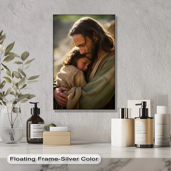Sacred Shelter – Jesus Embracing a Child Canvas Print - MyPhotoStation