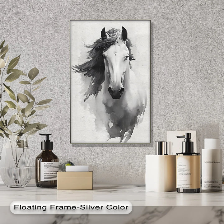 Wild Grace – Black and White Horse Canvas Print