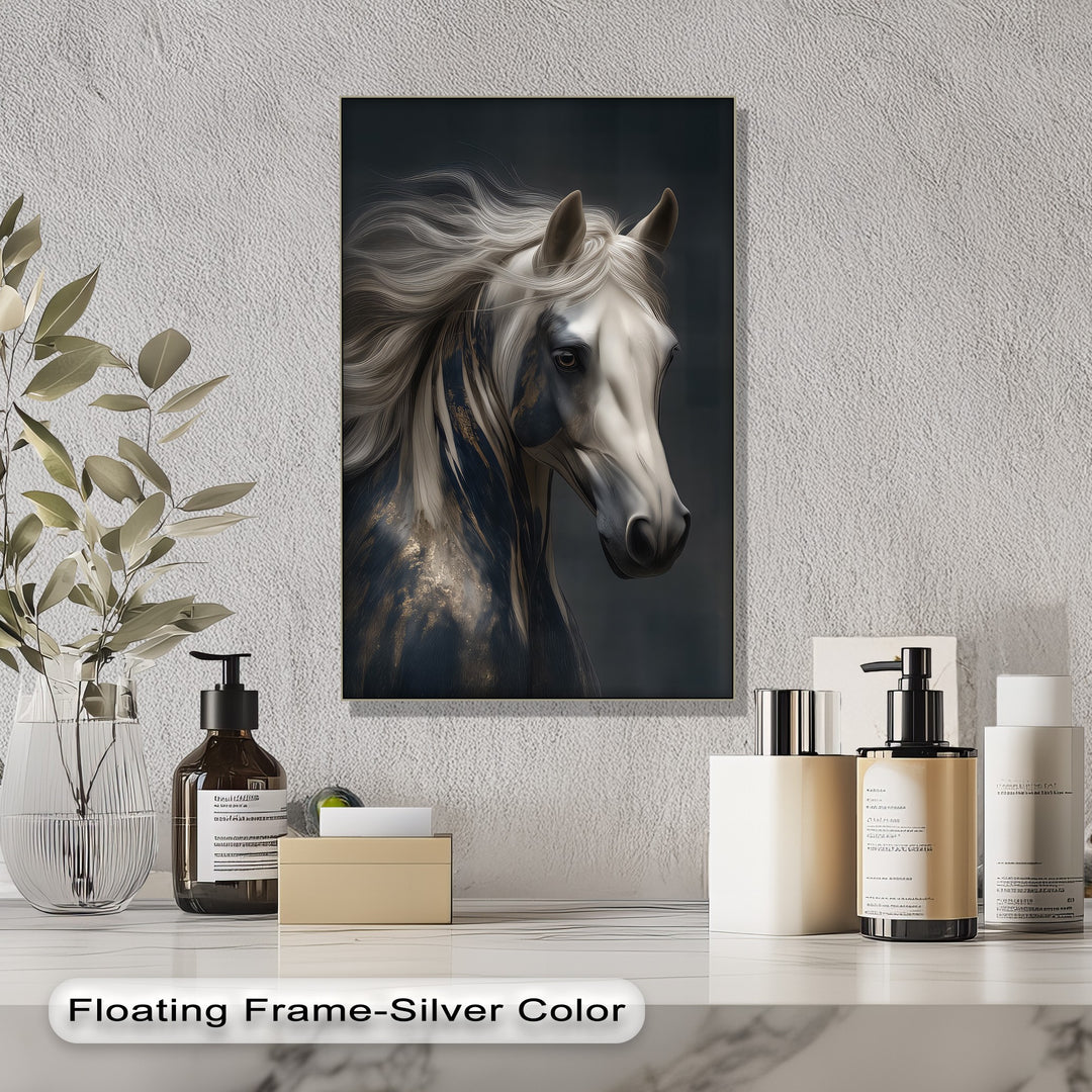 Silent Majesty – White Mane Horse Portrait Canvas Print