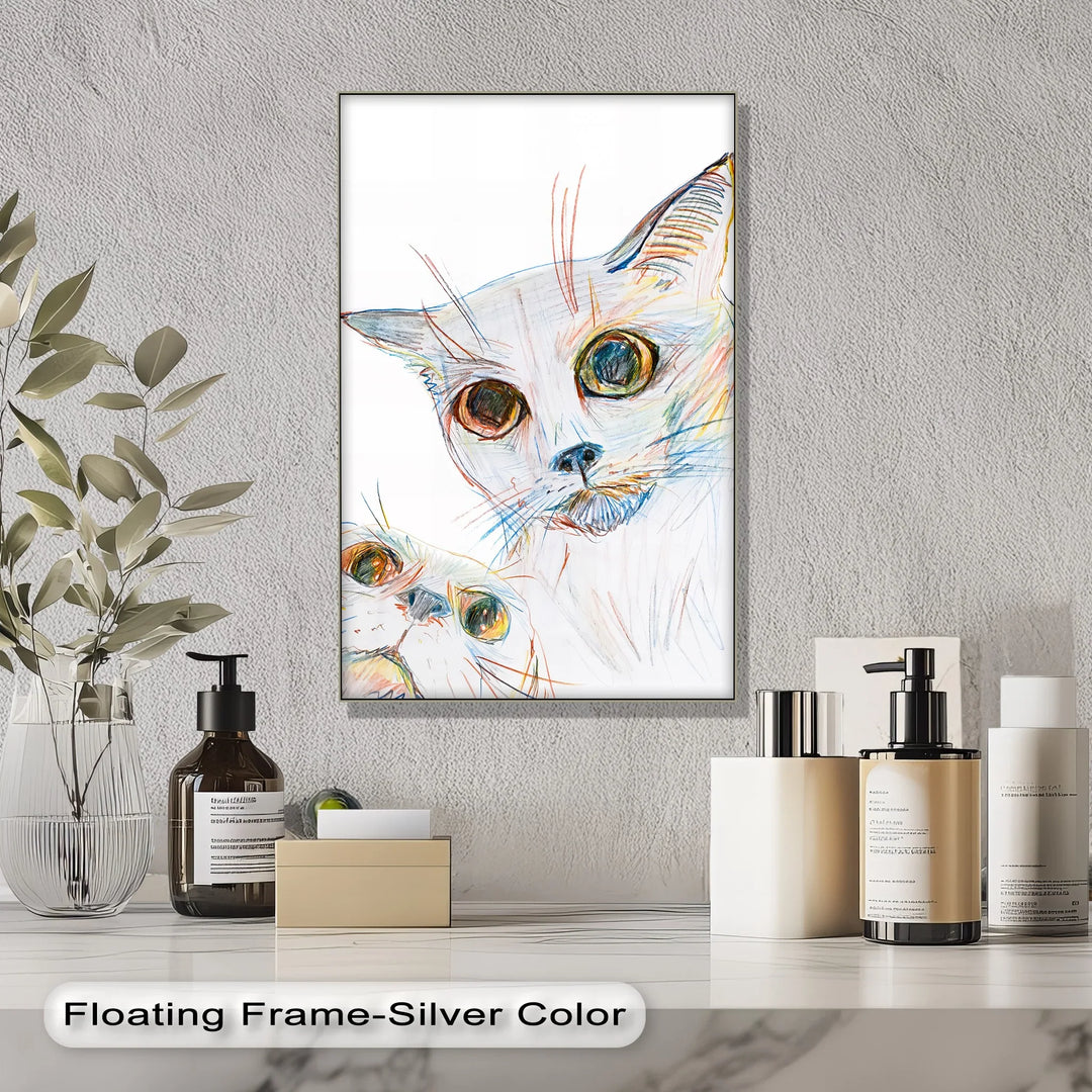 Color Stare – Abstract Cat Faces in Pastel Lines Cat Canvas Print - MyPhotoStation