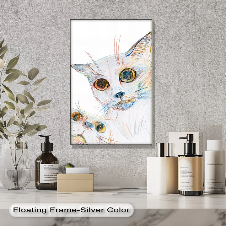 Color Stare – Abstract Cat Faces in Pastel Lines Cat Canvas Print - MyPhotoStation