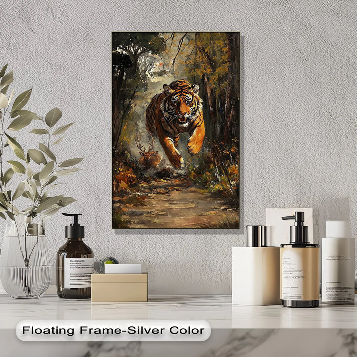Predator's Pursuit – Wild Tiger Chase Animal Canvas Print - MyPhotoStation