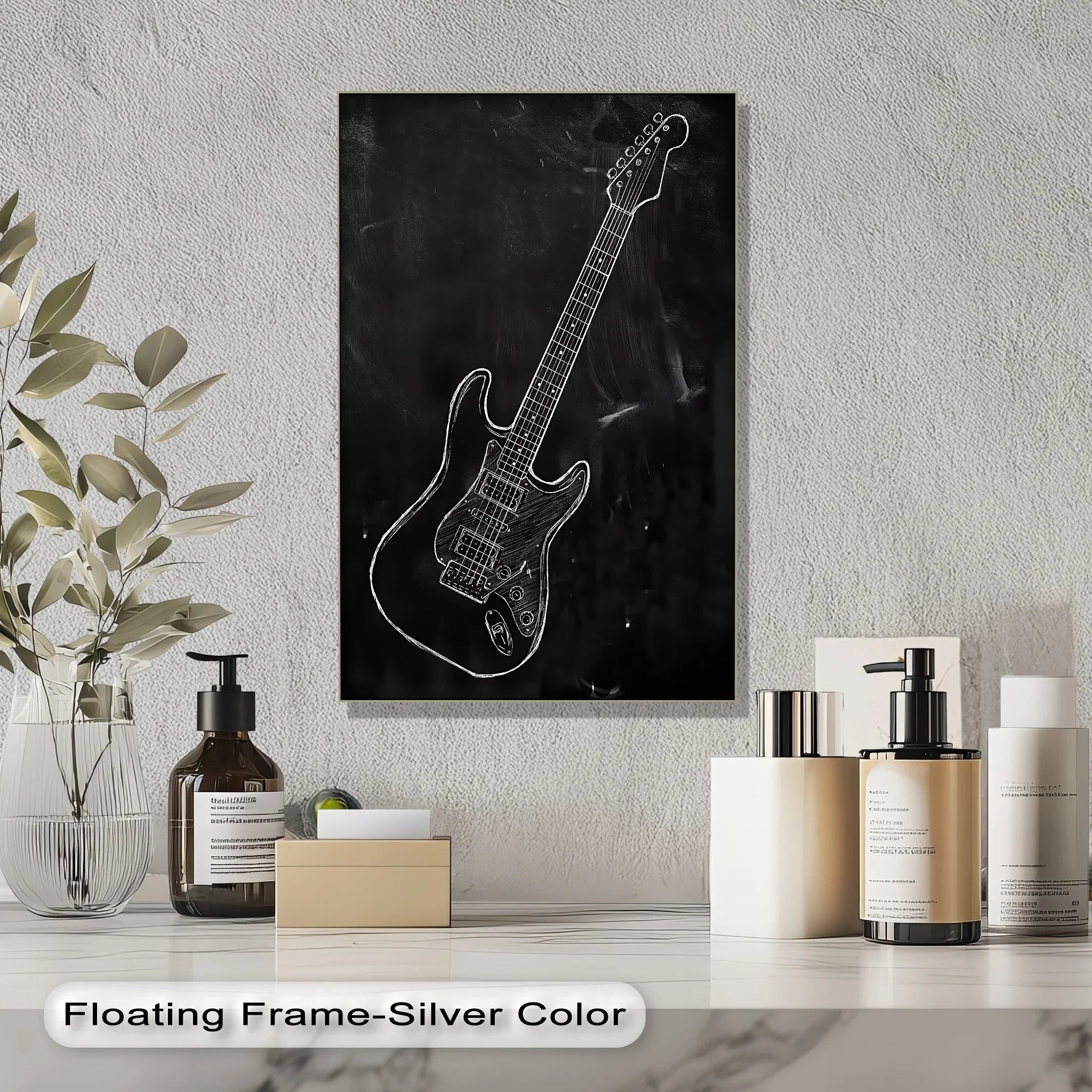 Electric Guitar Chalk Sketch – Rock-Inspired Canvas Wall Art
