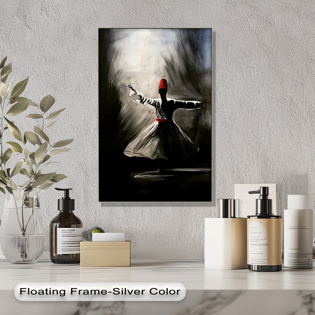Mystic Whirl – Dark Sufi Dervish Islamic Canvas Wall Art | Colorful Art