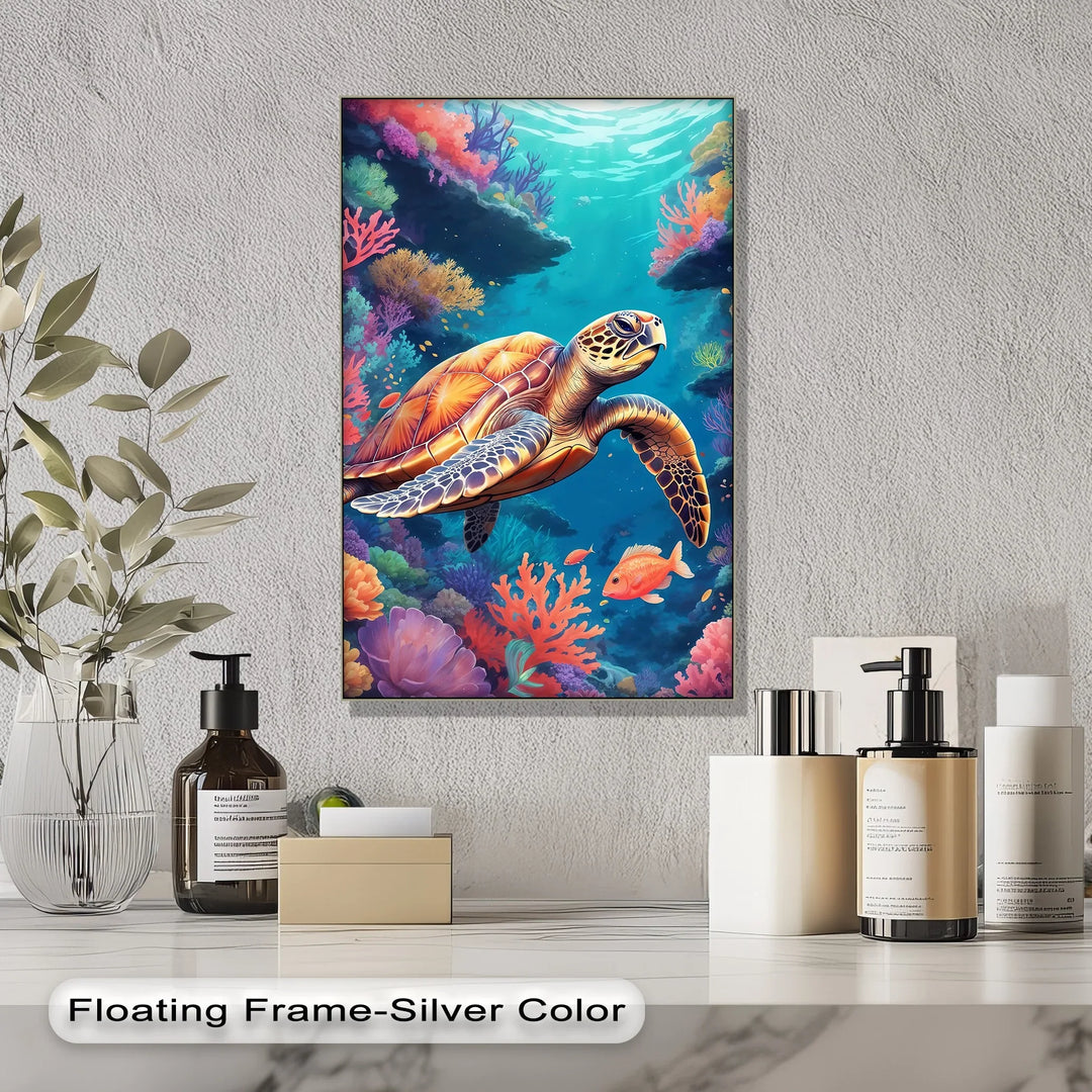 Graceful Sea Turtle – Vibrant Ocean Life Animal Canvas Print - MyPhotoStation