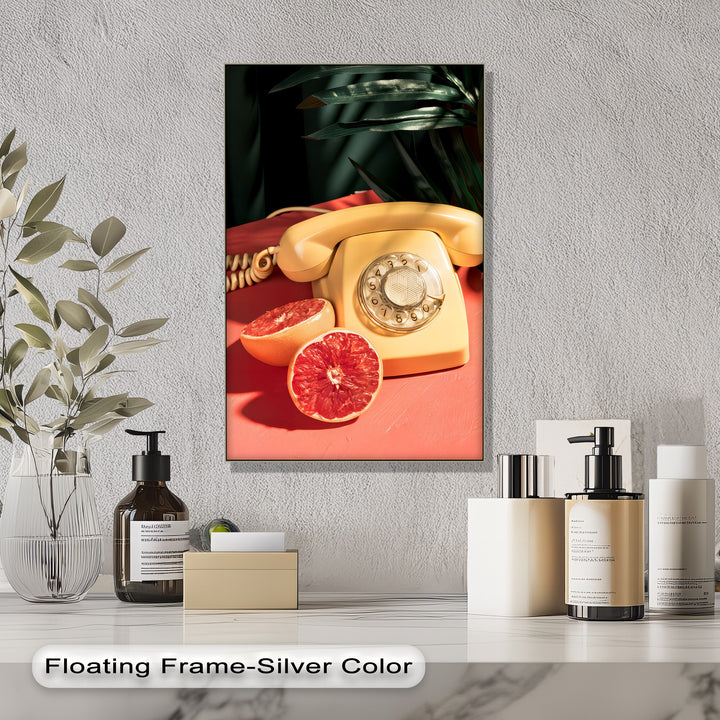 Tropic Call – Retro Telephone & Grapefruit Pop Art Canvas Print