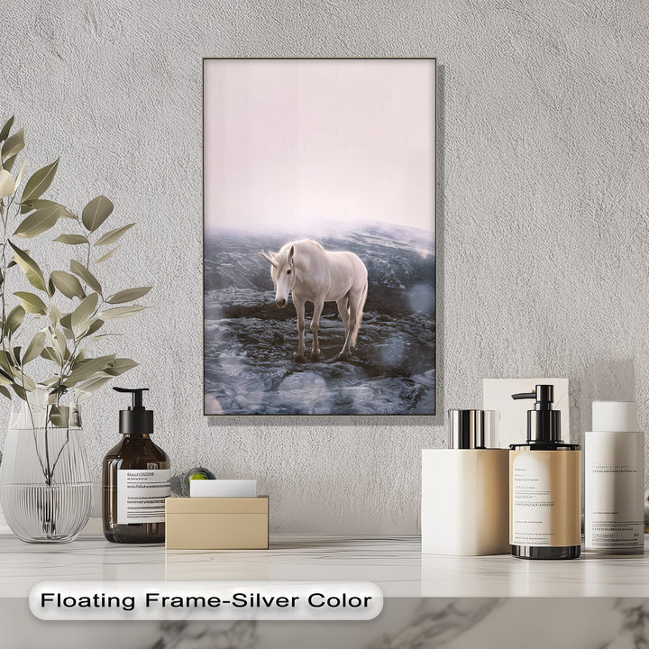 Celestial Wanderer – White Unicorn Fantasy Canvas Print