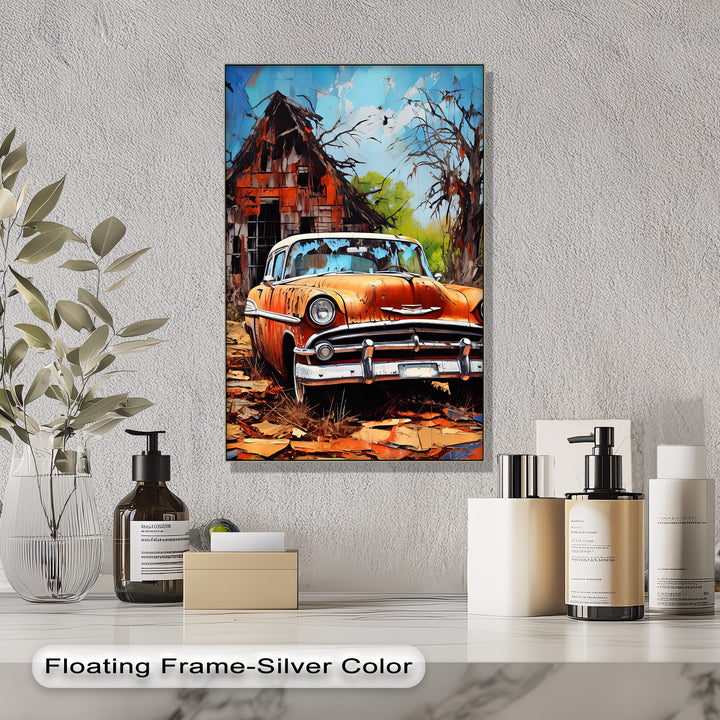 Rust & Remnants – Abandoned Vintage Chevy by a Forgotten Barn Canvas Print