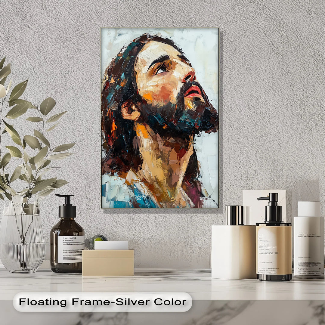 This moving custom canvas print depicts a soul-searching portrait of Christ—rich with texture and meaning.

