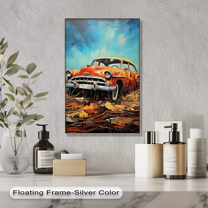 Rustic Relic – Faded Orange Classic Car in Autumn Field Canvas Print - MyPhotoStation