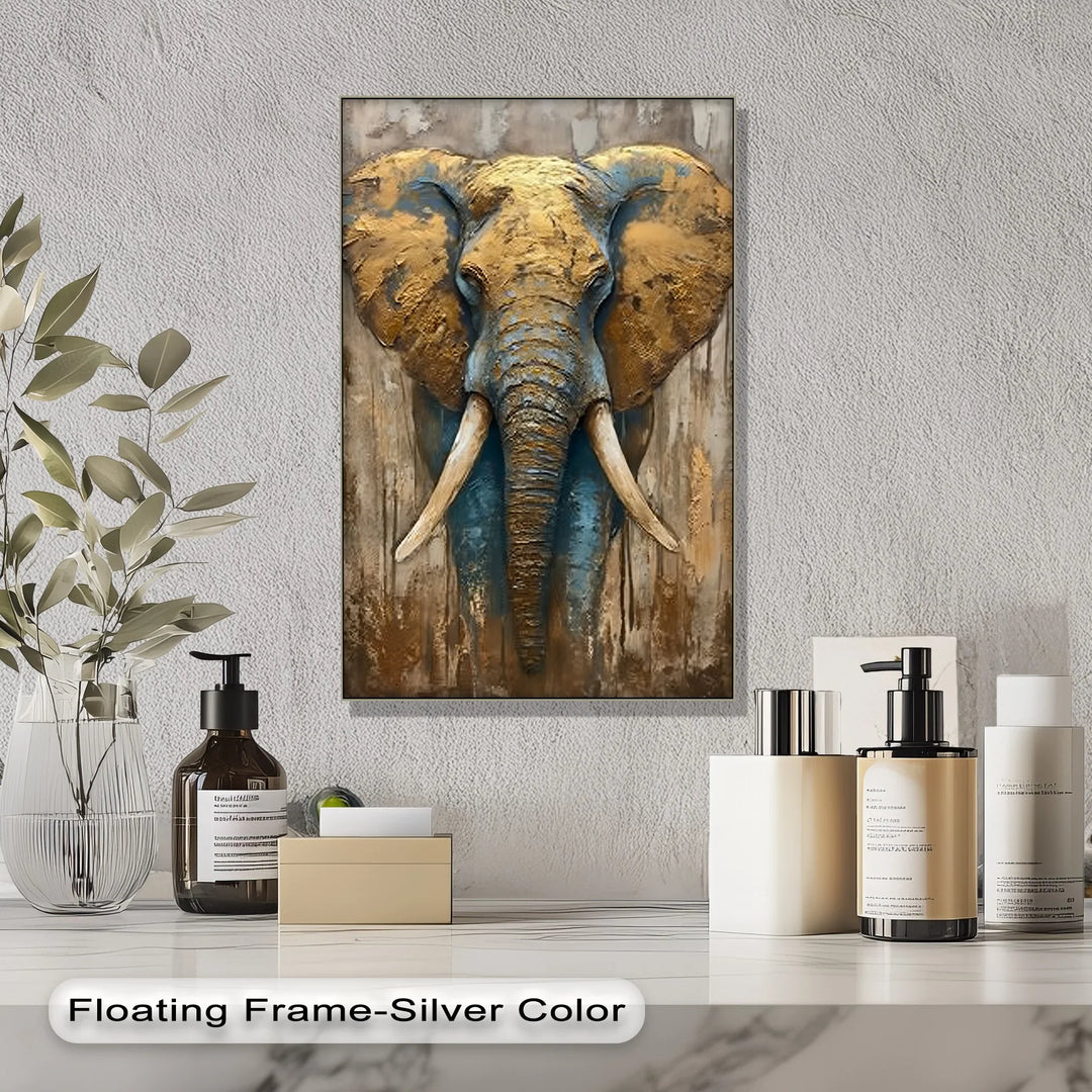 Majestic Elephant Head with Golden Texture – Wildlife Canvas Print - MyPhotoStation
