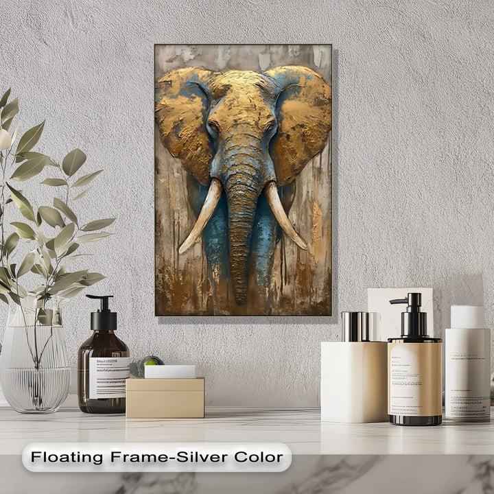Majestic Elephant Head with Golden Texture – Wildlife Canvas Print - MyPhotoStation