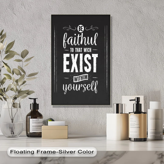 Warm-toned lighting enhances the chalkboard-style motivational quote on this black and white canvas wall art, creating a cozy feel to the canvas wall art print.