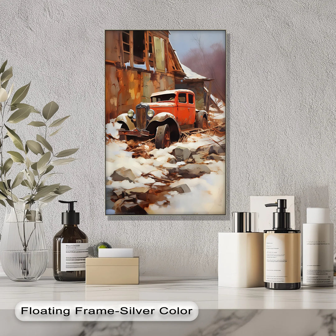 Forgotten Beauty in Snow – Vintage Truck Canvas Print - MyPhotoStation