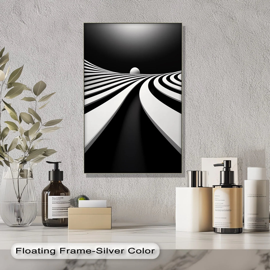 Minimalist Horizon Flow – Black & White Canvas Print - MyPhotoStation