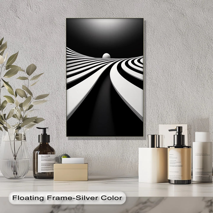 Minimalist Horizon Flow – Black & White Canvas Print - MyPhotoStation