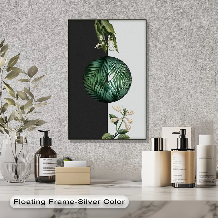 Botanical Balance – Monochrome Floral Contrast Canvas Print - MyPhotoStation