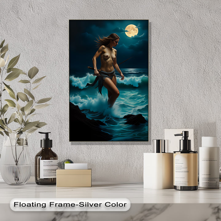 Moon Warrior – Mythic Nude Canvas Wall Art | Framed Wall Art