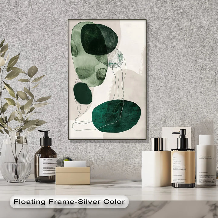 Floating Emerald Forms – Contemporary Abstract Canvas Print - MyPhotoStation