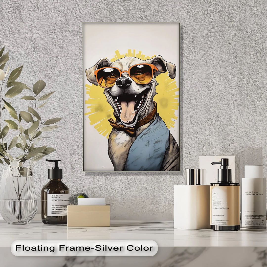 Sunshine Smile Pup – Retro Cool Dog Portrait Puppies Canvas Print - MyPhotoStation