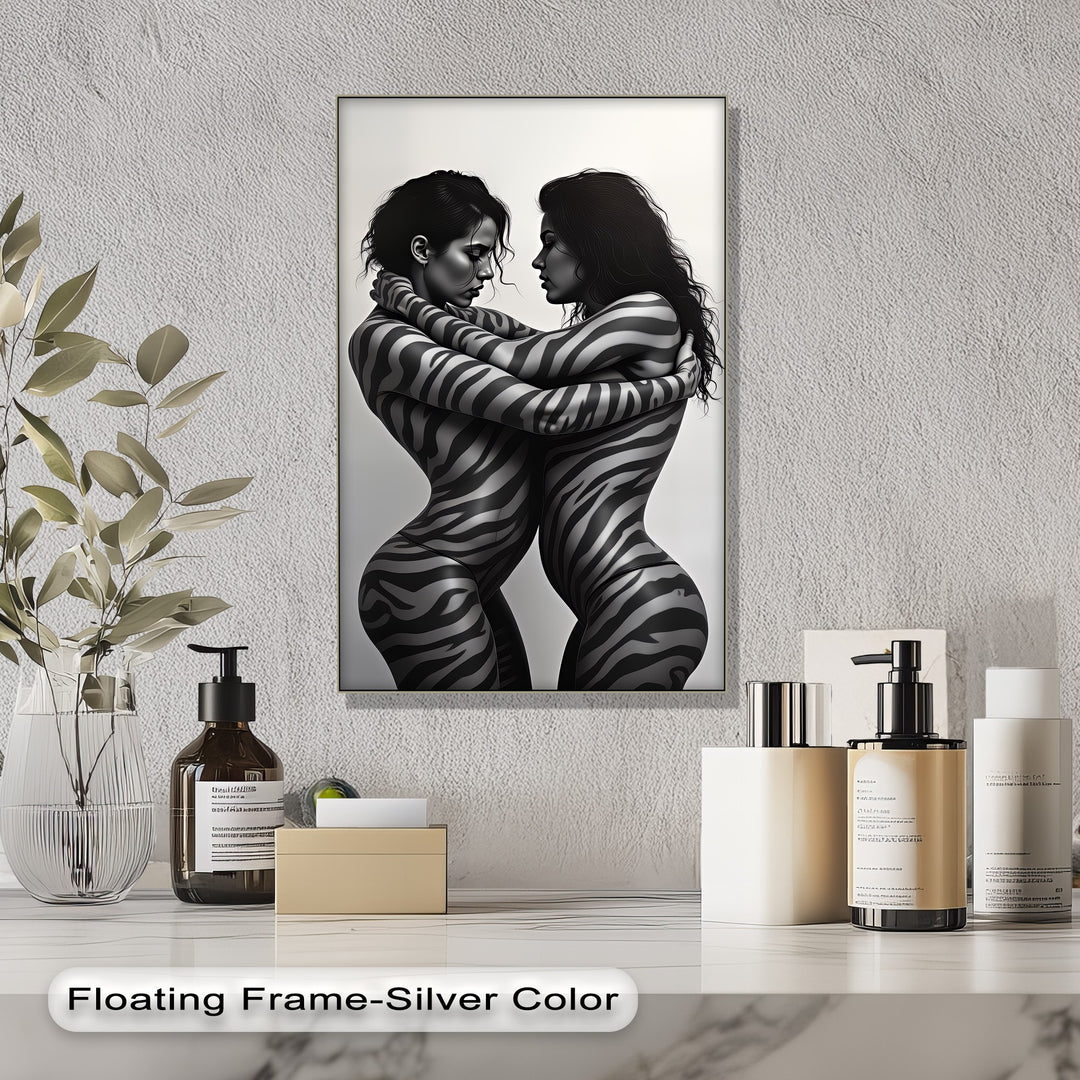 Sensual Embrace – Erotic Zebra Pattern Canvas Print