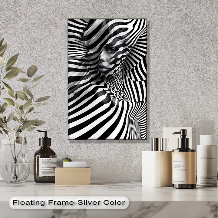Illusionary Muse – Optical Portrait in Black & White Canvas Print - MyPhotoStation