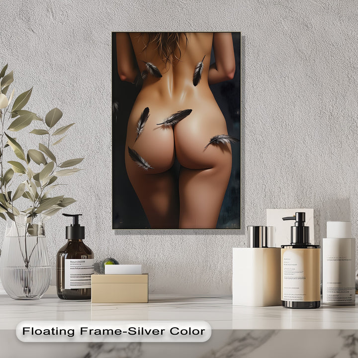 premium erotic canvas print modern feathers abstract framed art