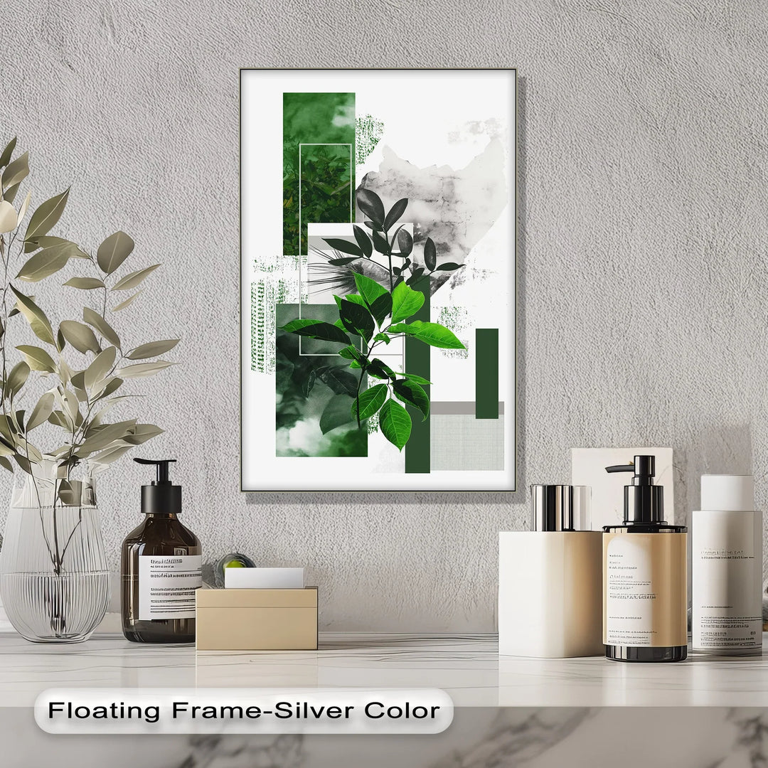 Geometric Botanical Contrast – Modern Leaf Collage Canvas Print - MyPhotoStation