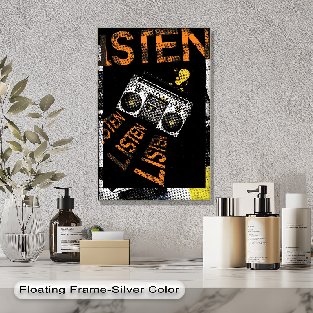 Listen Up – Retro Boombox Urban Art Canvas Print