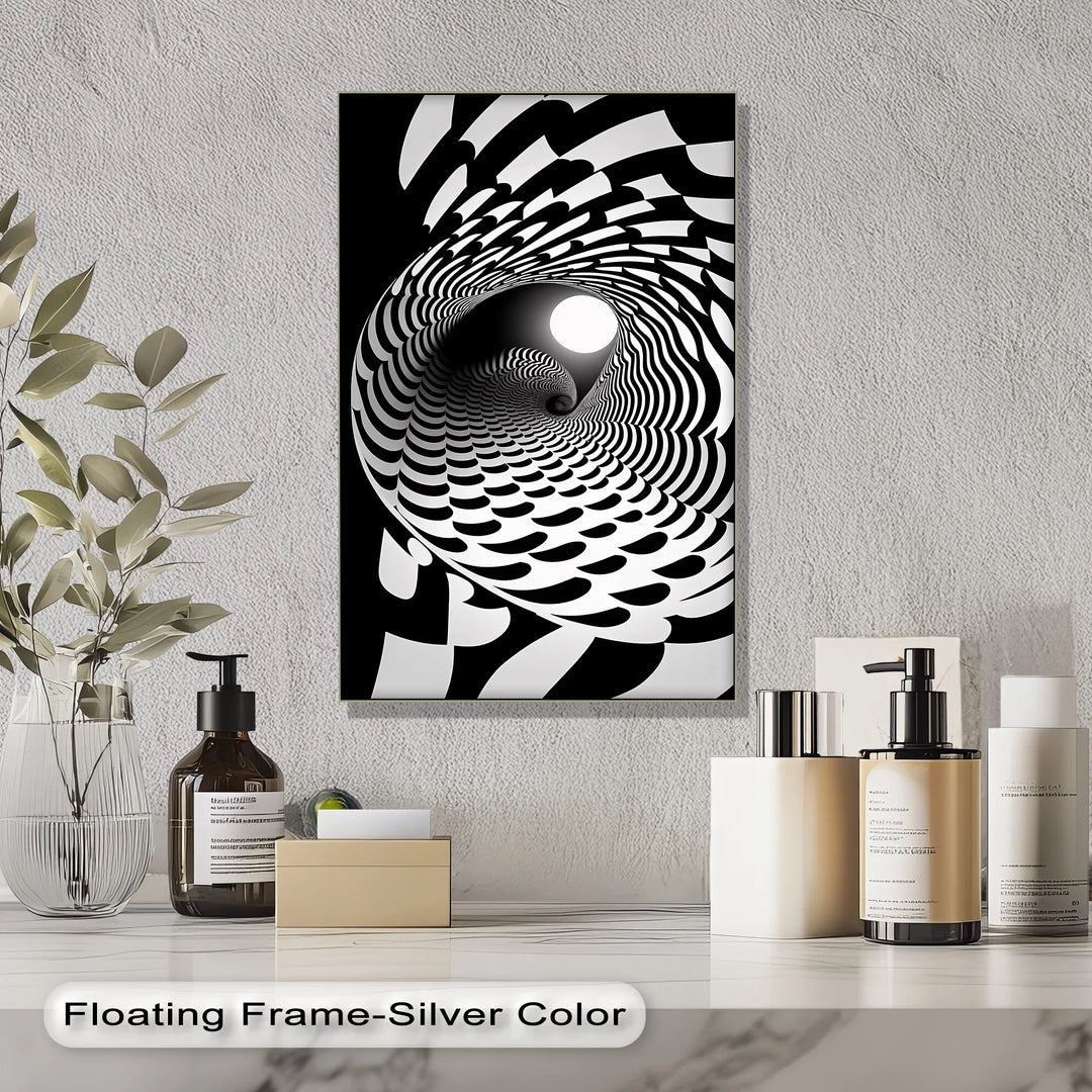 Hypnotic Spiral Tunnel – Black & White Canvas Print - MyPhotoStation