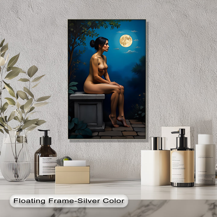 Moonlit Solitude – Elegant Nude Canvas Wall Art | Framed Artwork