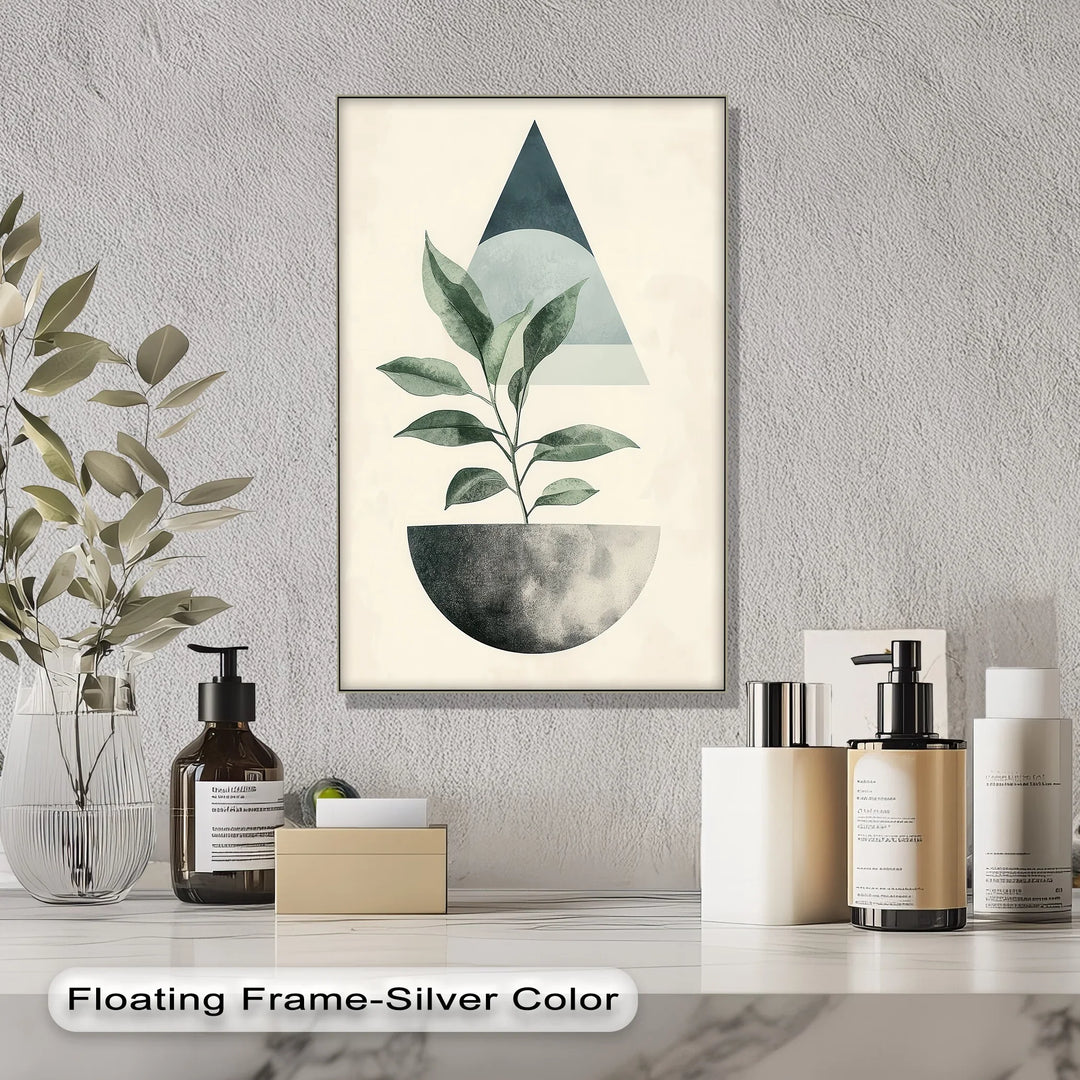 Modern Harmony – Geometric Plant Abstract Canvas Print - MyPhotoStation