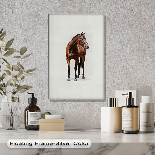 Brown hues dominate this realistic horse canvas artwork, a beautiful equestrian-themed print.