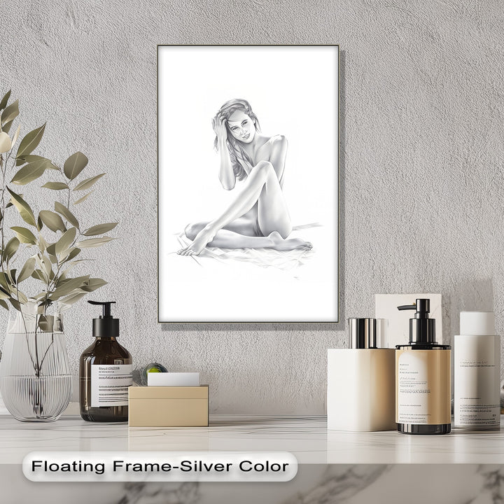Black & White Naked Woman – Erotic Canvas Print