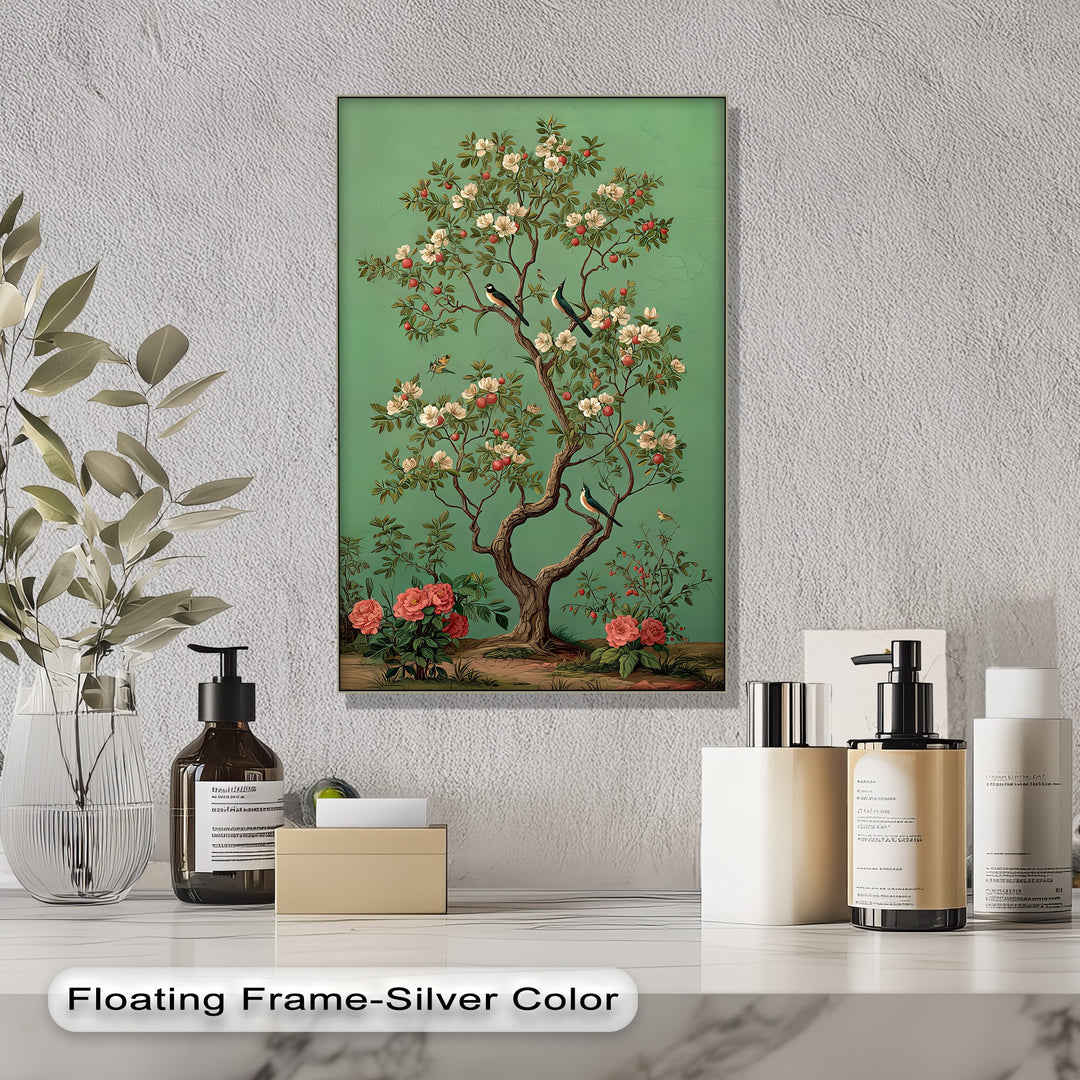 Birds and Blossoming Fruit Tree - Canvas Wall Art | Framed Art