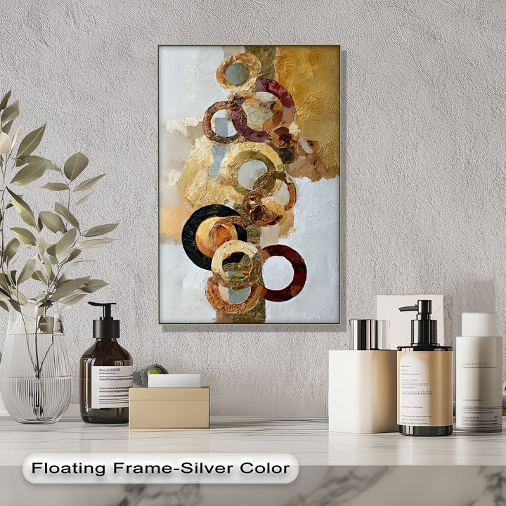 Gilded Motion – Textured Gold Rings Abstract Canvas Print