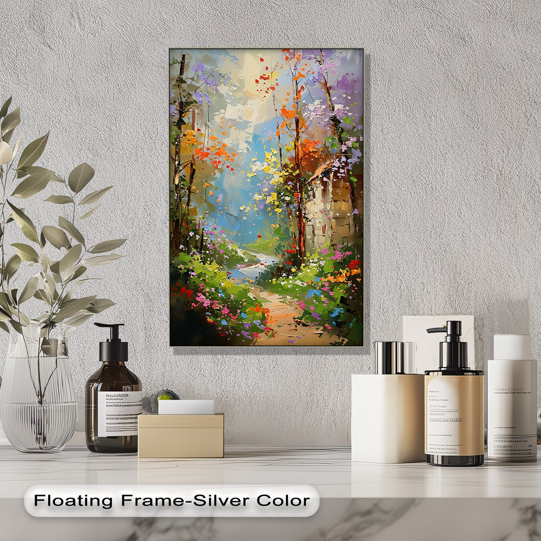 Whispers of Spring – Colorful Garden Pathway Canvas Print