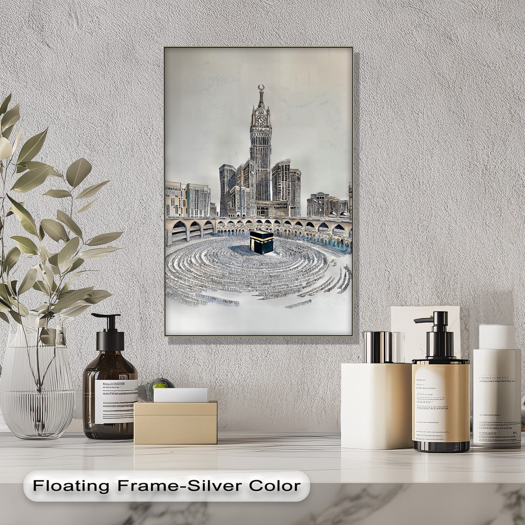 Kaaba with Abraj Al-Bait Clock Tower – Islamic Wall Art