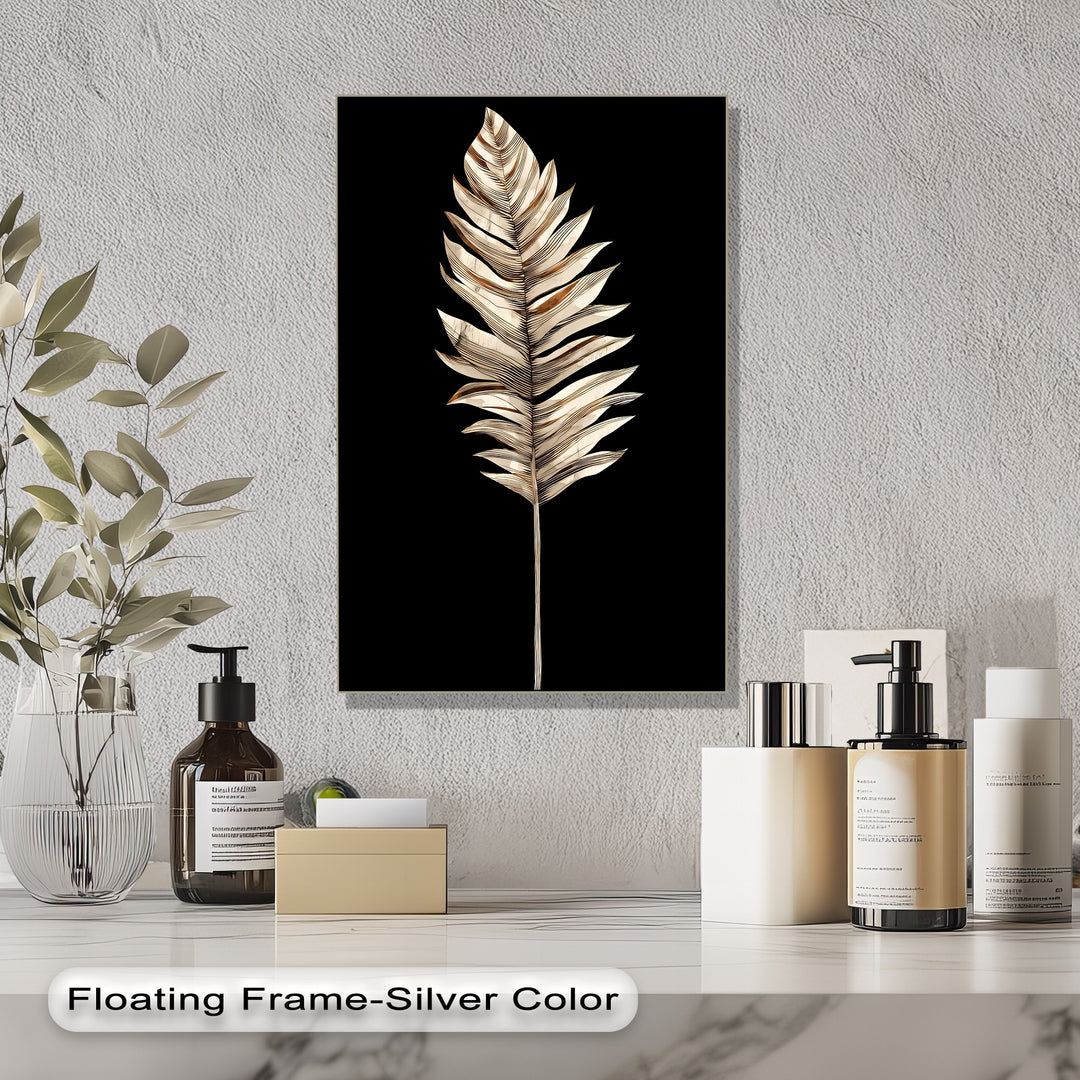 Golden Palm – Modern Metallic Leaf Canvas Wall Art | Framed Art