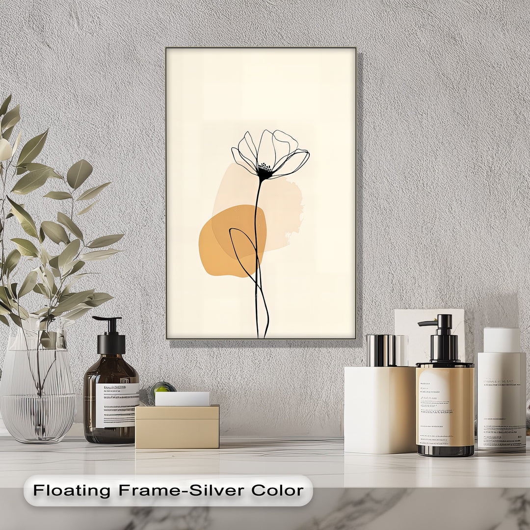 Golden Petal Outline – Minimalist Floral Canvas Wall Art | Artwork Canvas