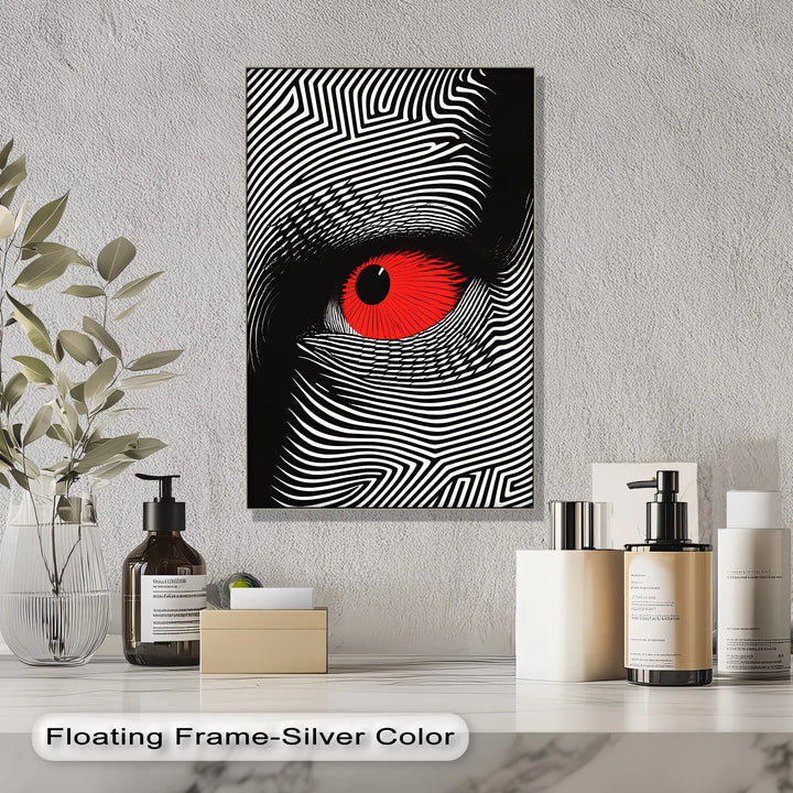 Red Eye in Optical Lines – Black & White Canvas Print - MyPhotoStation