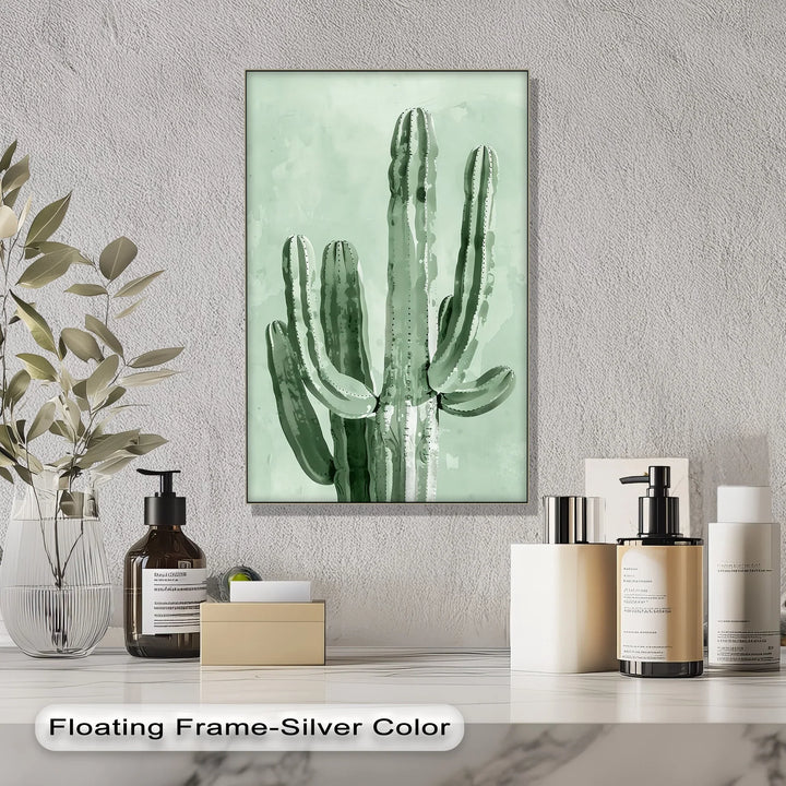 Modern Cactus Silhouette – Minimalist Desert Canvas Print - MyPhotoStation