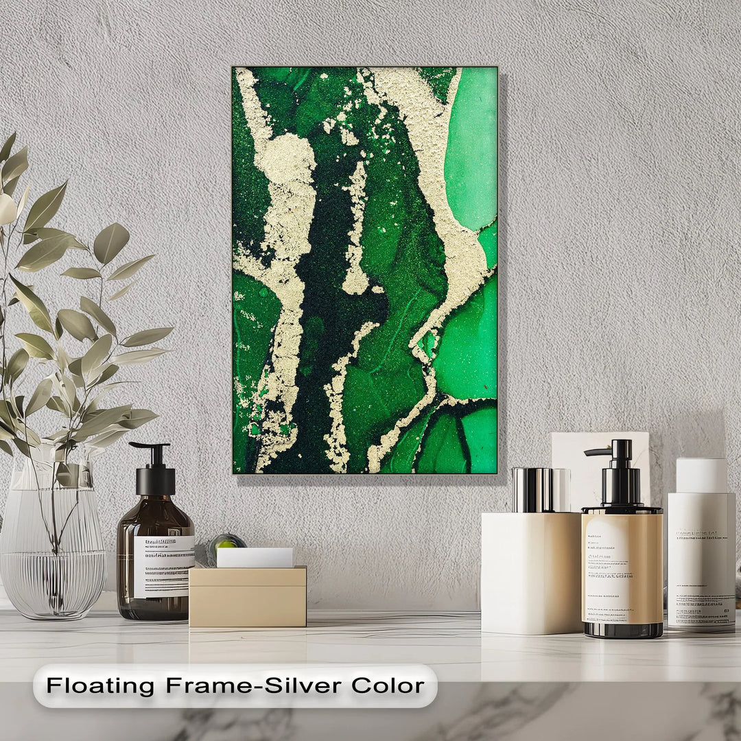 Verdant Gold Flow – Luxury Green Abstract Canvas Print - MyPhotoStation