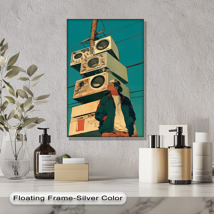 Stacked Boom Boxes with Streetwear Vibes- Retro Canvas Print