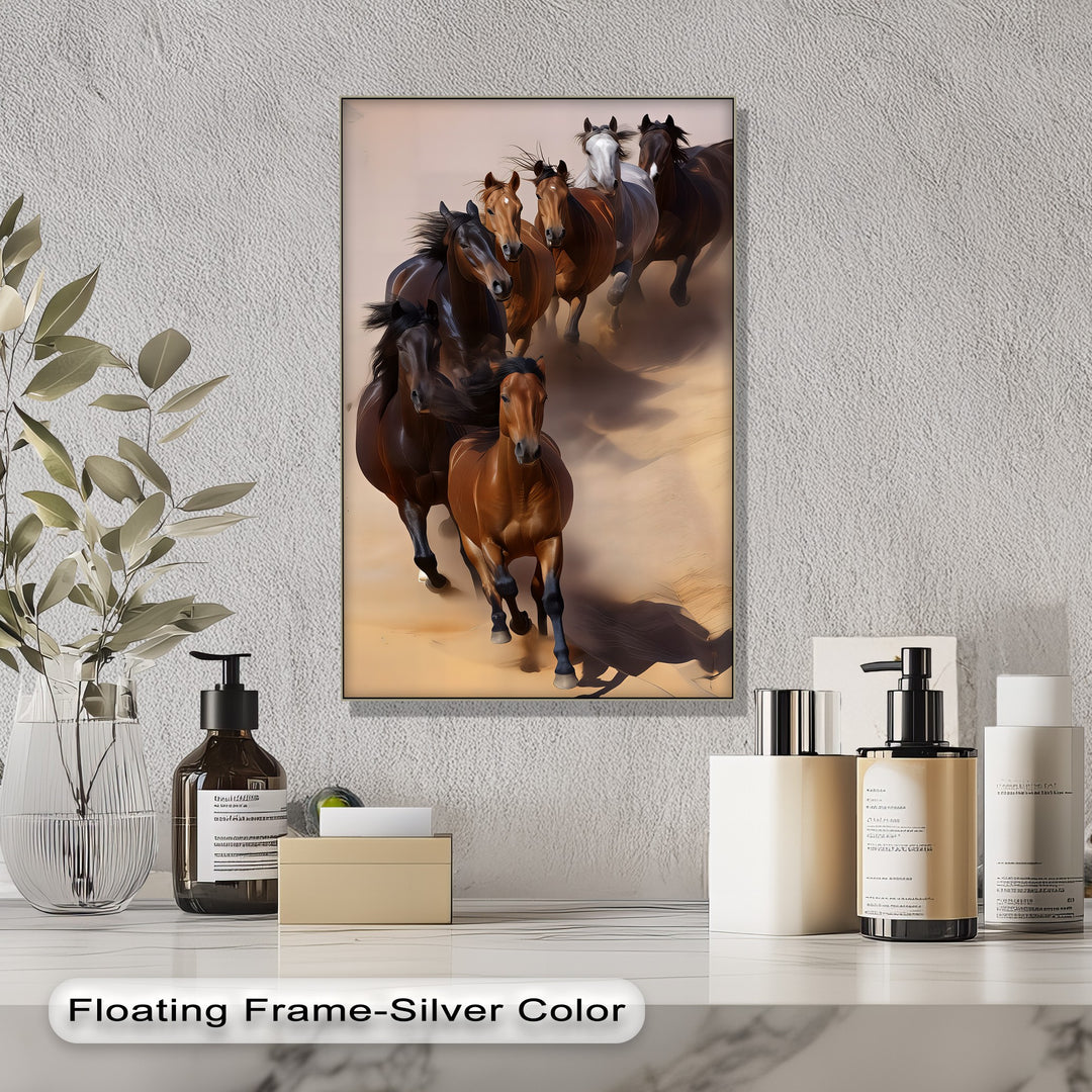 Galloping Herd of Horses on Desert Sands - Horse Canvas Print