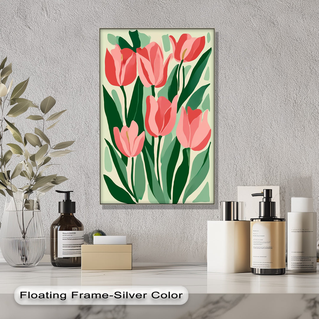 Coral Tulip Delight – Abstract Pink Tulip Canvas Print