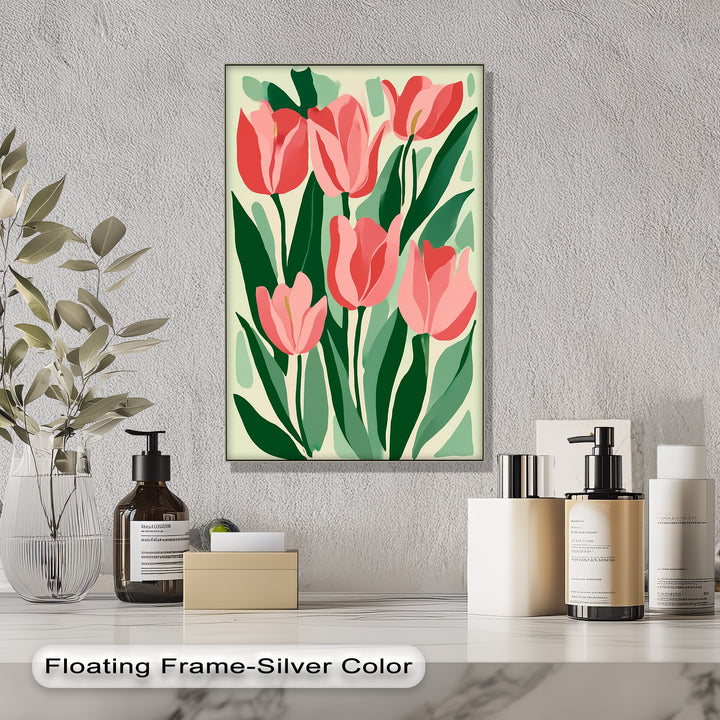 Coral Tulip Delight – Abstract Pink Tulip Canvas Print