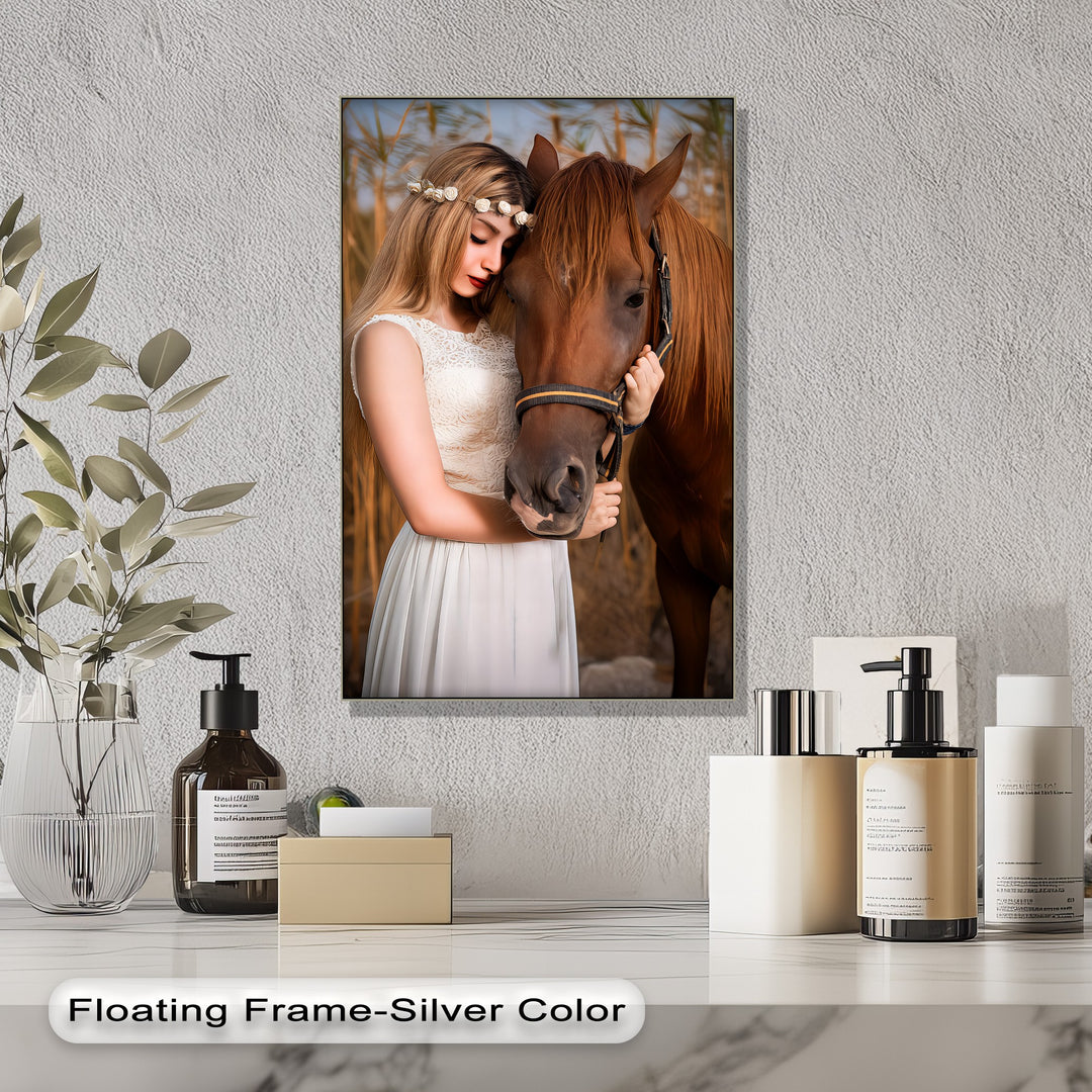 Whispers of Trust – Girl and Horse Emotional Canvas Print